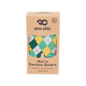 Eco Chic Retail Ltd Eco-Chic Eco Friendly Men's Bamboo Boxers Argyle