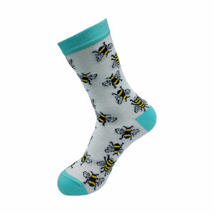Eco Chic White Eco Chic Eco-Friendly Bamboo Socks Bumble Bees