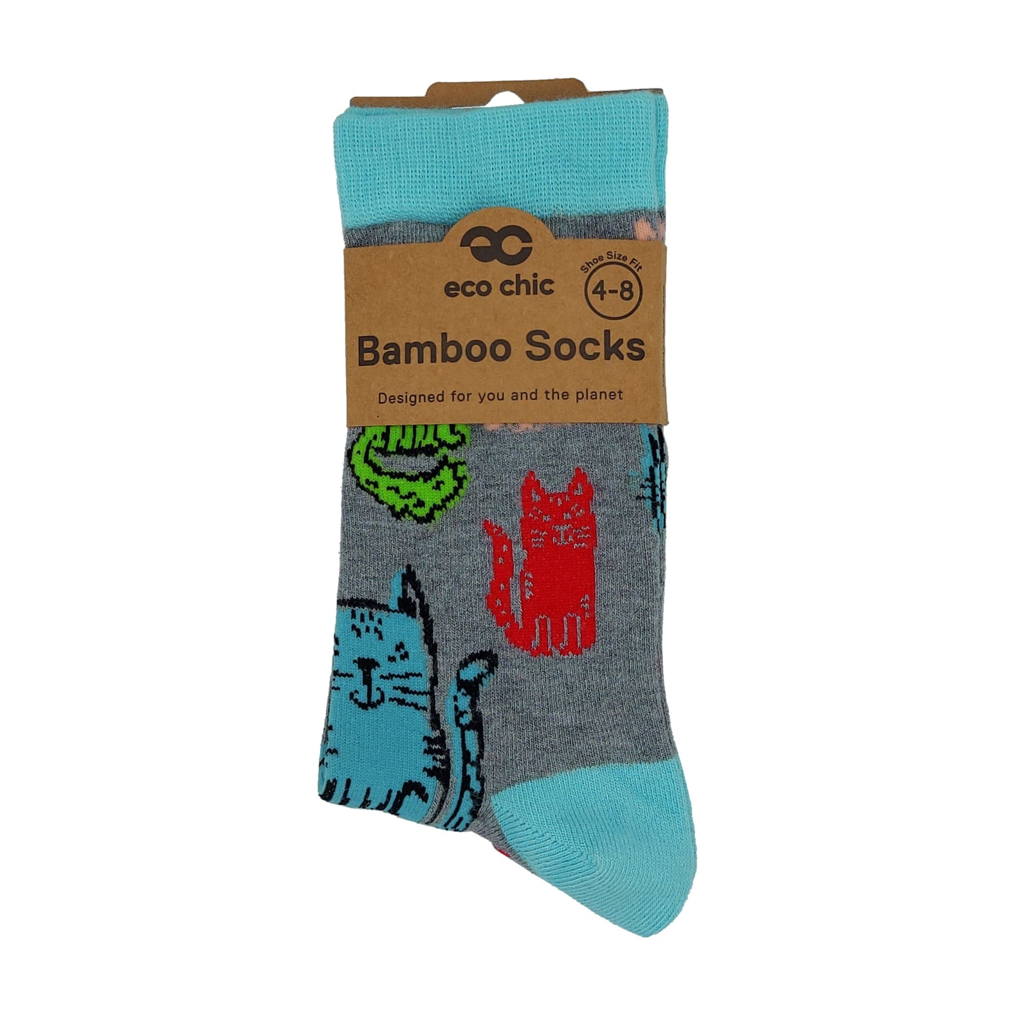 Eco Chic Eco Chic Eco-Friendly Bamboo Socks Cats
