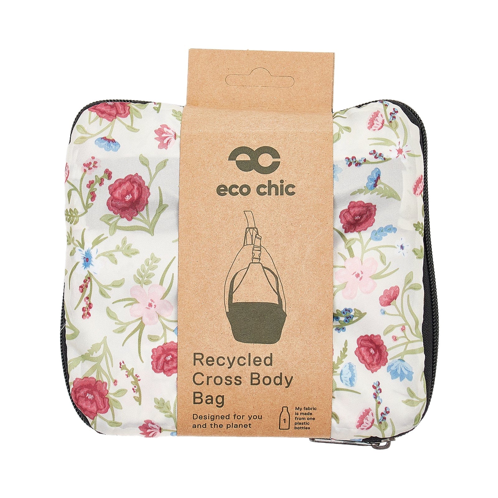 Eco Chic Eco Chic Lightweight Foldable Crossbody Bag Floral