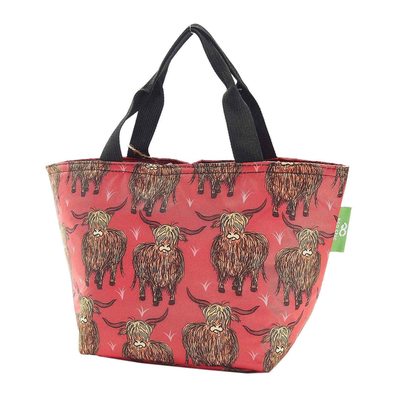 Eco Chic Eco Chic Lightweight Foldable Lunch Bag Highland Cow