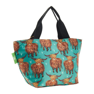 Eco Chic Eco Chic Lightweight Foldable Lunch Bag Highland Cow