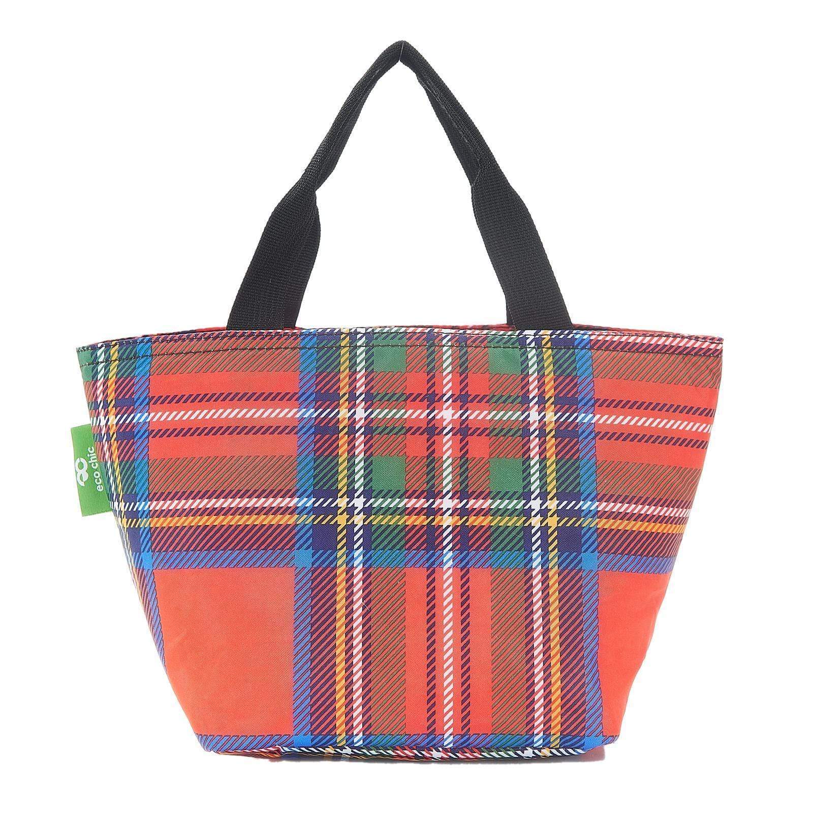 Eco Chic Red Eco Chic Lightweight Foldable Lunch Bag Tartan