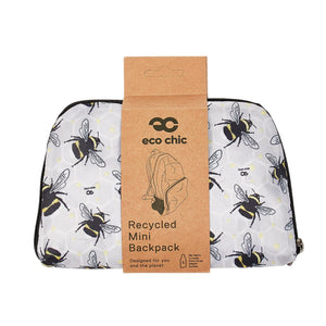 Eco Chic Grey Eco Chic Lightweight Foldable Mini Backpack Bumble Bees