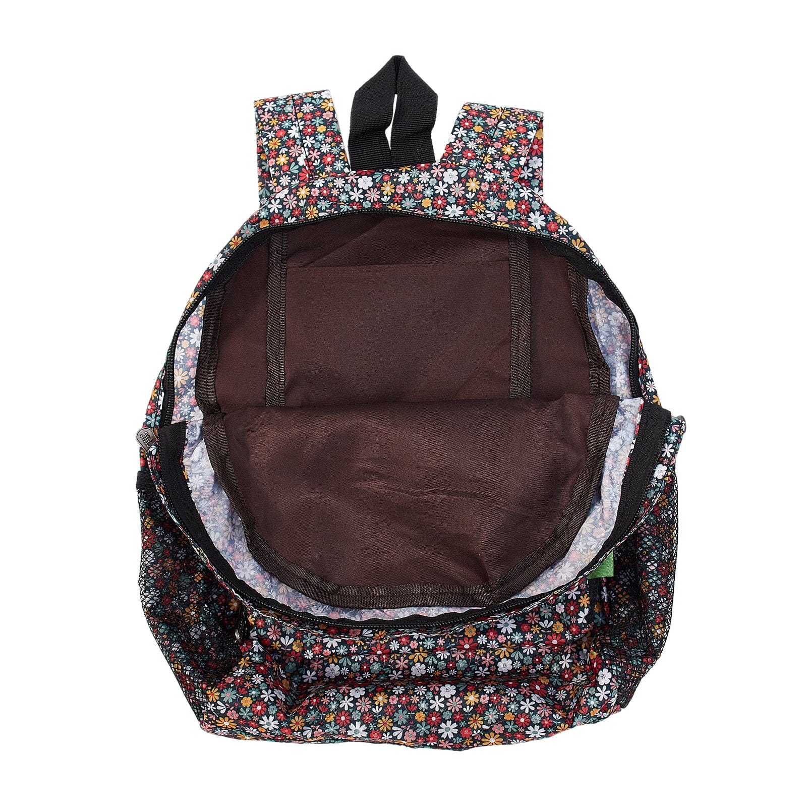 Eco Chic Black Eco Chic Lightweight Foldable Mini Backpack Ditsy