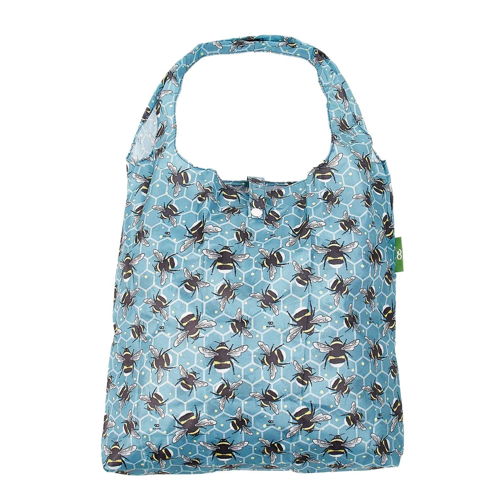 Eco Chic Blue Eco Chic Lightweight Foldable Reusable Shopping Bag Bees