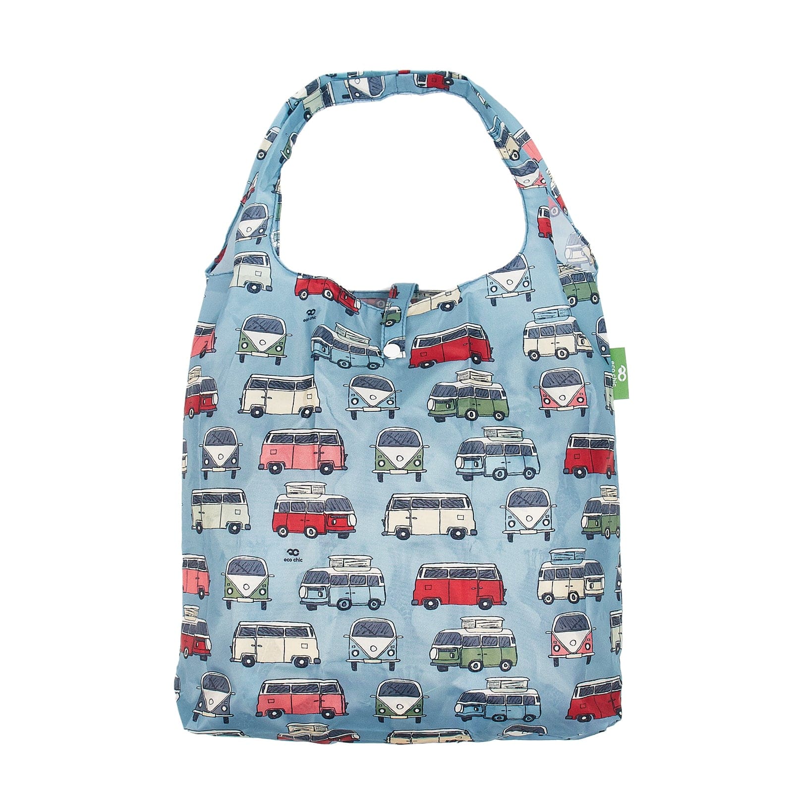 Eco Chic Blue Eco Chic Lightweight Foldable Reusable Shopping Bag Campervan