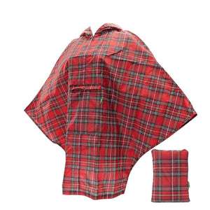 Eco Chic Eco Chic Red Tartan Waterproof Foldable Adult Poncho