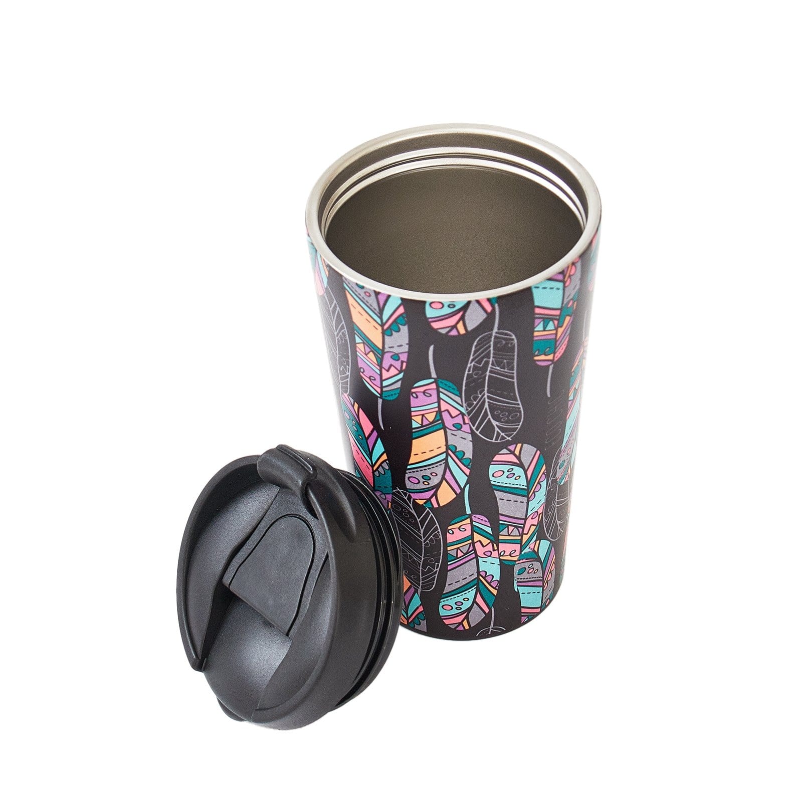 Eco Chic Eco Chic Thermal Coffee Cup Black Feather