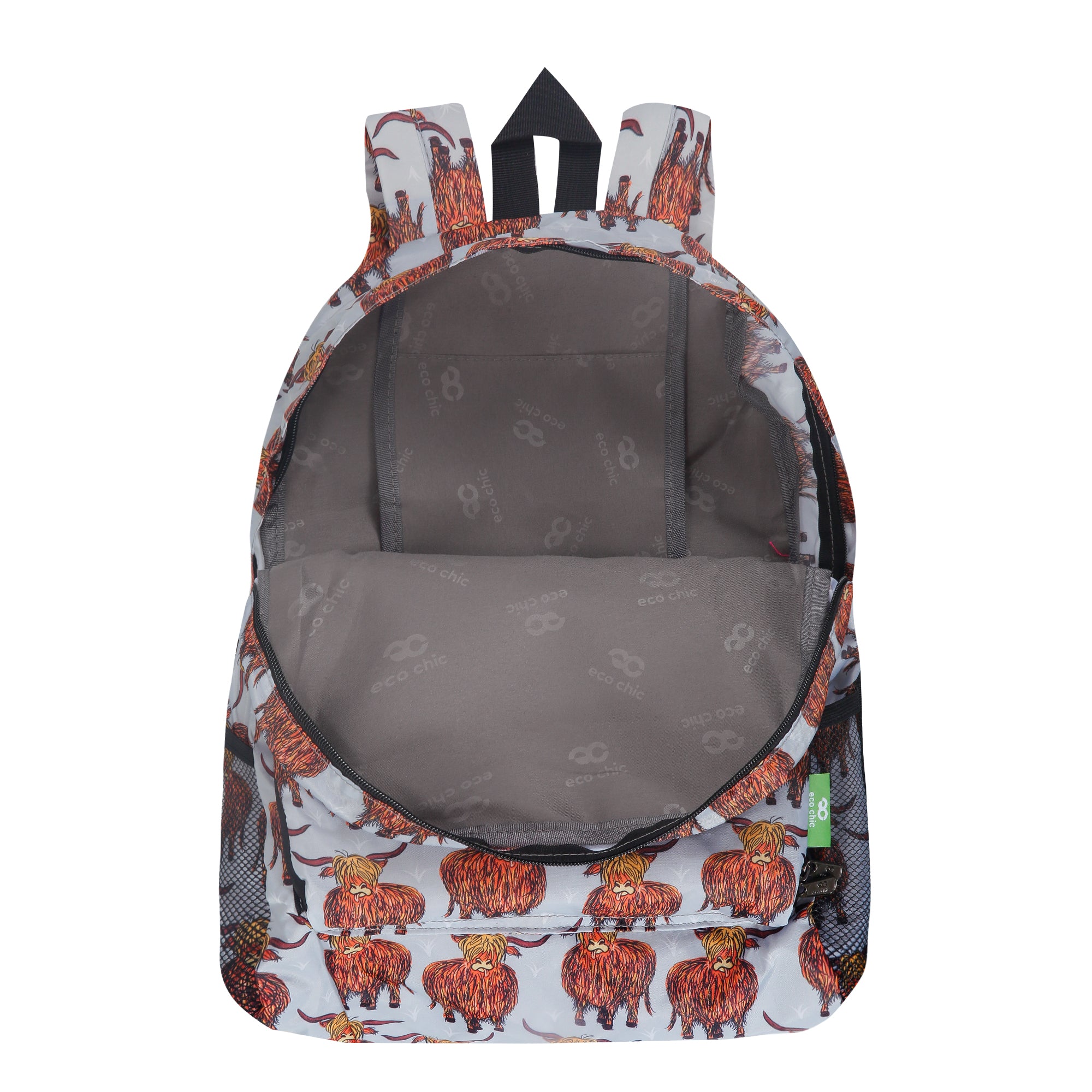 Eco Chic Lightweight Foldable Backpack Highland Cow