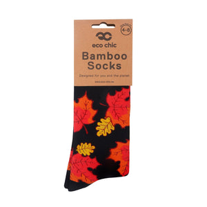 Eco Chic Black Eco Chic Eco-Friendly Bamboo Socks Leaves