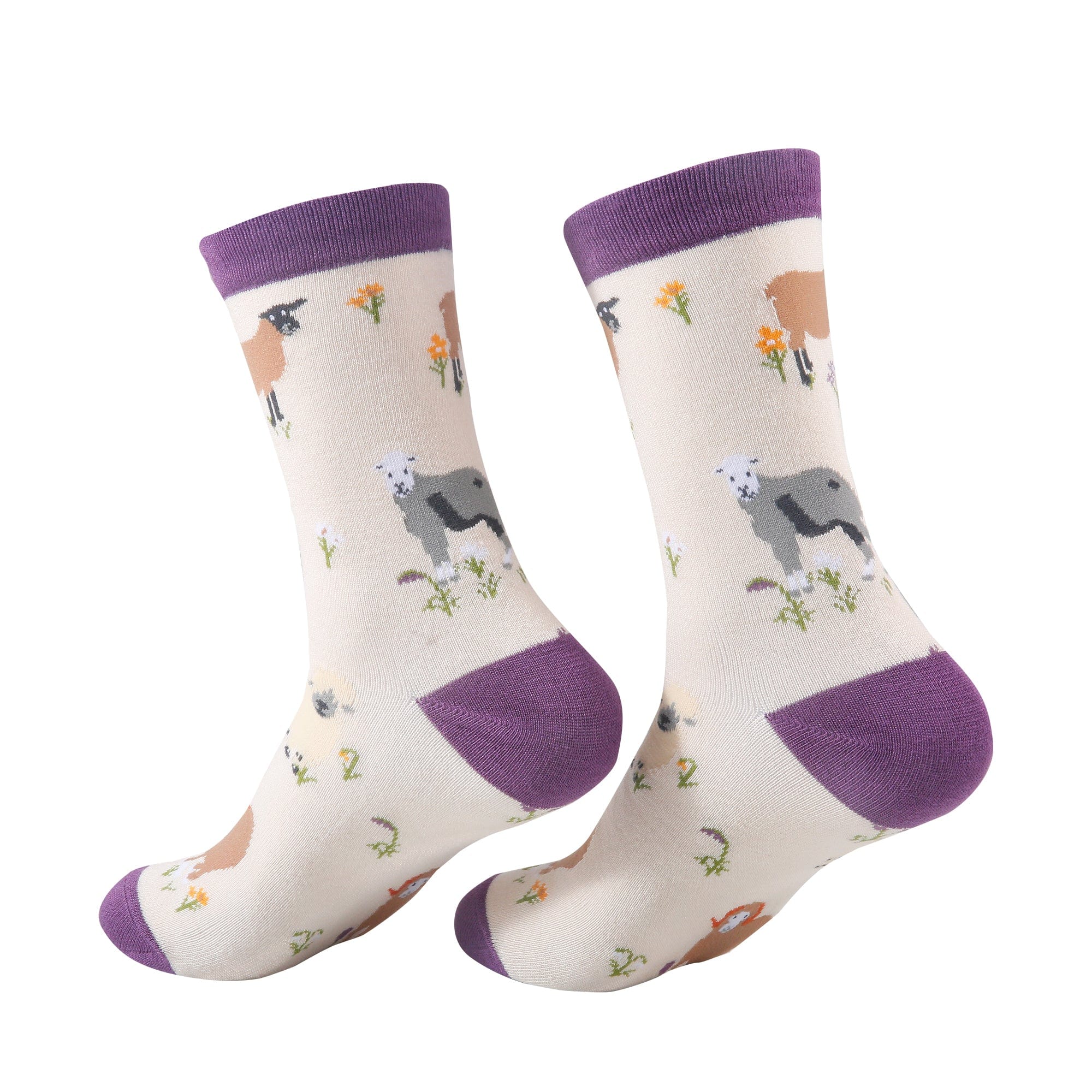 Eco Chic Beige Eco Chic Eco-Friendly Bamboo Socks Sheep Realism