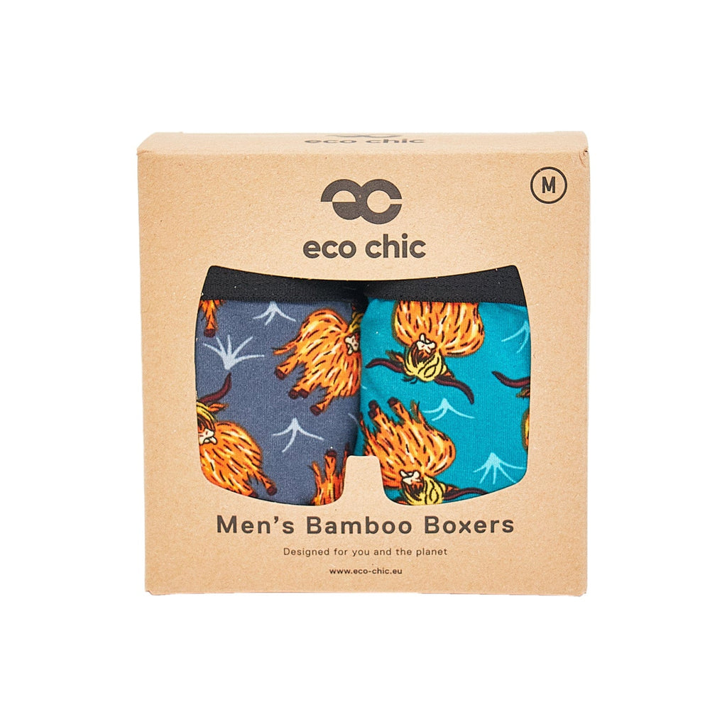 Eco Chic Retail Ltd Eco-Chic Bóxer de bambú ecológico para hombre Highland Cow