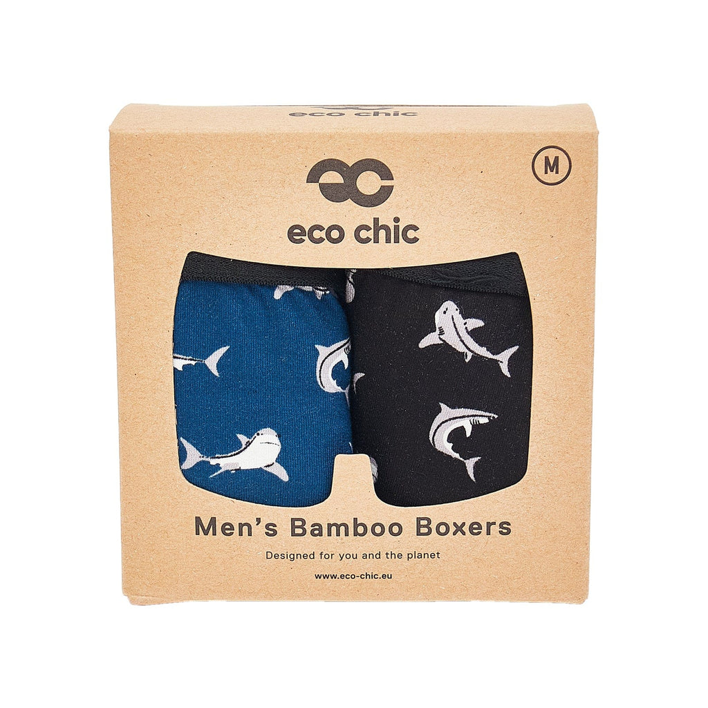 Eco Chic Retail Ltd Eco-Chic Boxers de bambú ecológicos para hombre Tiburones