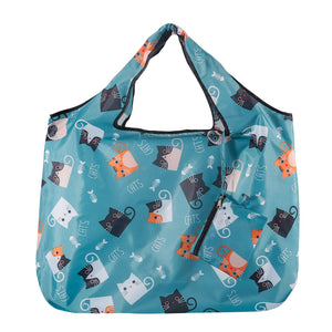 Eco Chic Eco Chic Foldable Reusable Large Shopping Bag Cartoon Cat