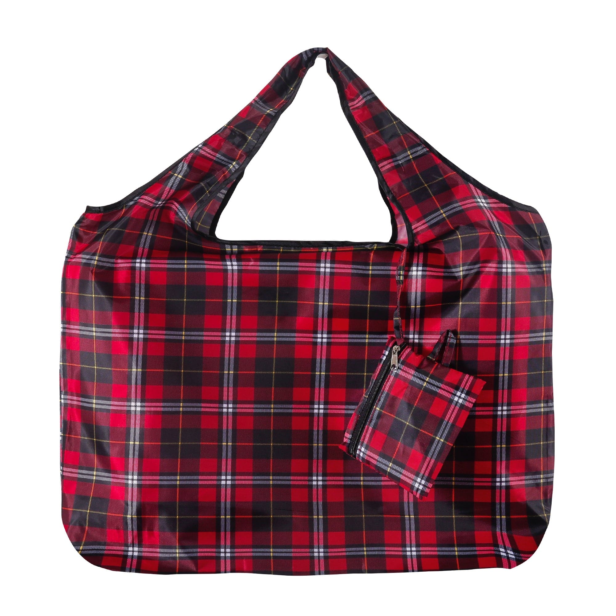 Eco Chic Eco Chic Foldable Reusable Large Shopping Bag Dark Tartan