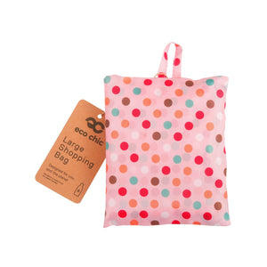 Eco Chic Eco Chic Foldable Reusable Large Shopping Bag Polka Dots