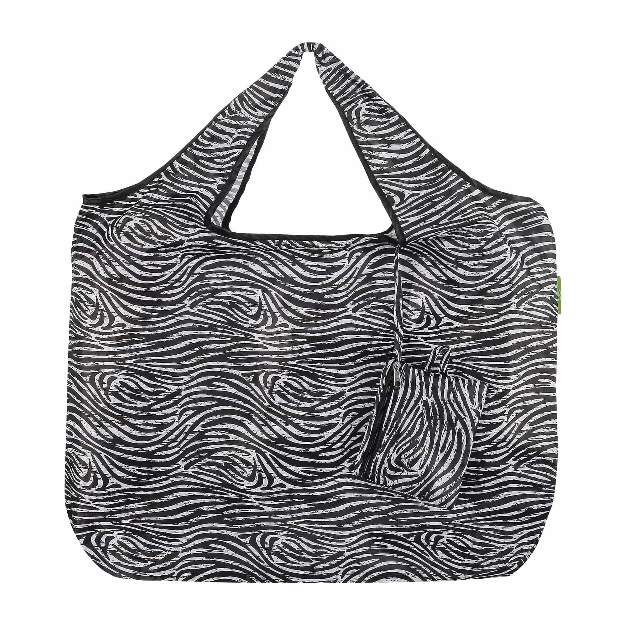 Eco Chic Eco Chic Foldable Reusable Large Shopping Bag Zebra Stripes