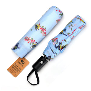 Eco Chic Eco Chic Folding Automatic Umbrella Blue Tits