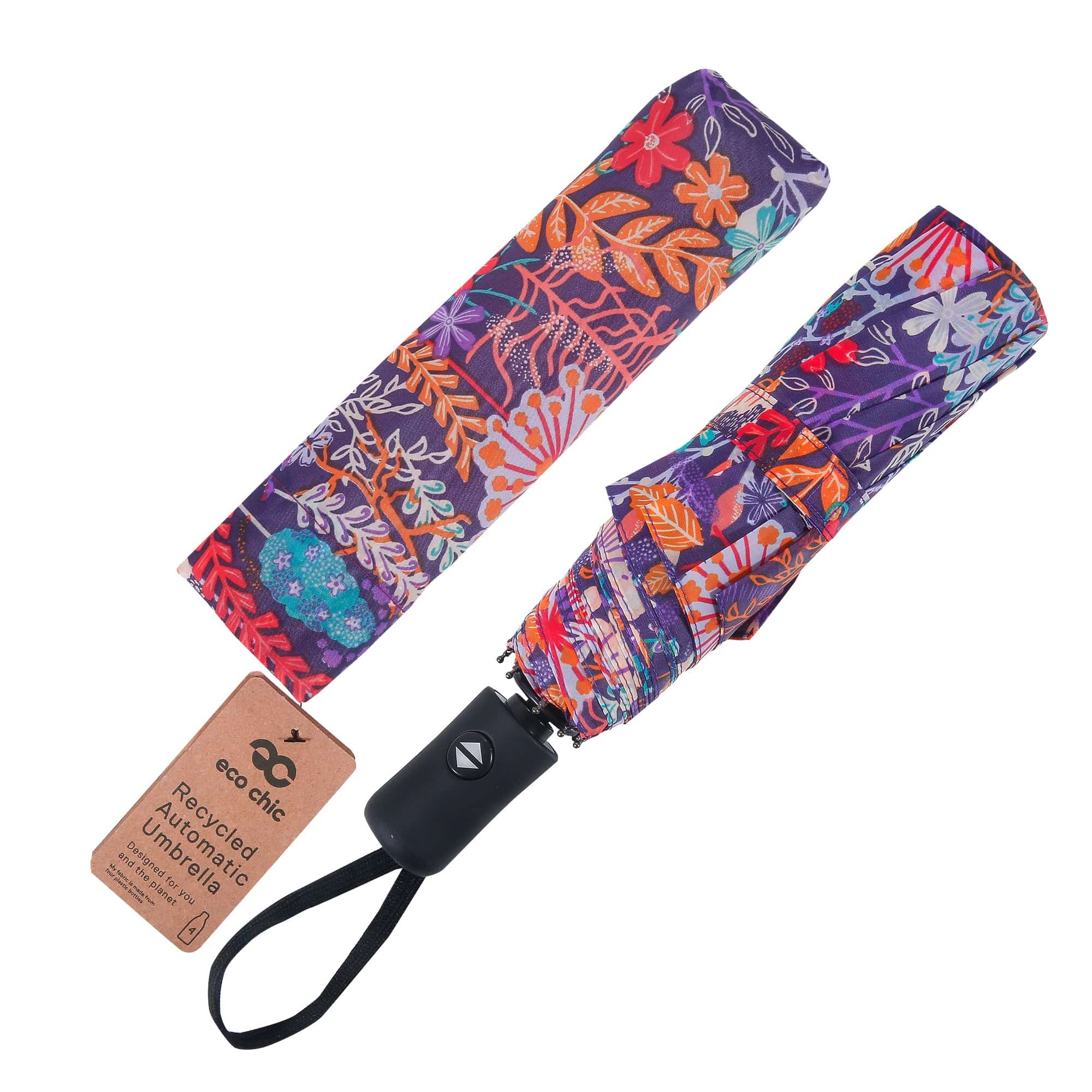 Eco Chic Eco Chic Folding Automatic Umbrella Lush Floral