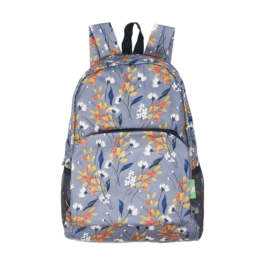 Eco Chic Grey Eco Chic Lightweight Foldable Backpack Flowers