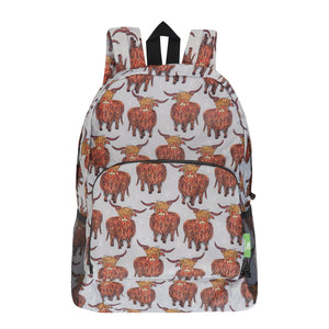 Eco Chic Grey Eco Chic Lightweight Foldable Backpack Highland Cow