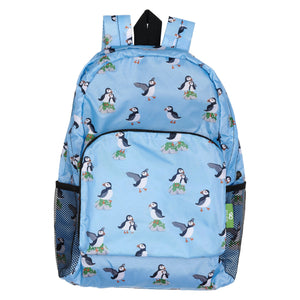 Eco Chic Blue Eco Chic Lightweight Foldable Backpack Multi Puffin