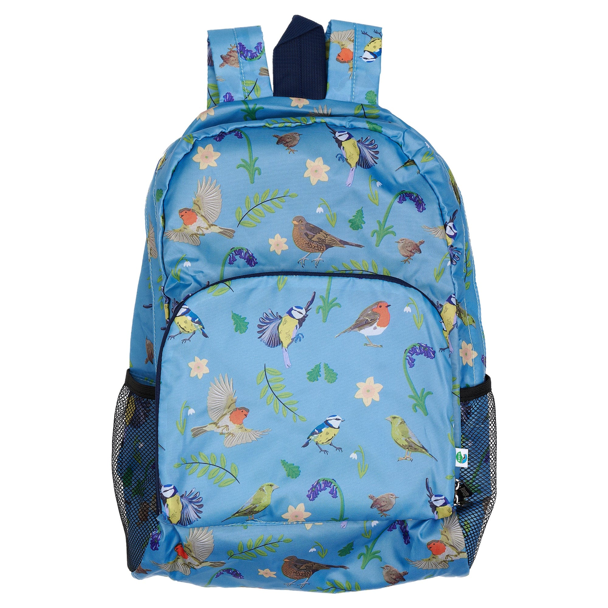 Eco Chic Blue Eco Chic Lightweight Foldable Backpack RSPB Birds