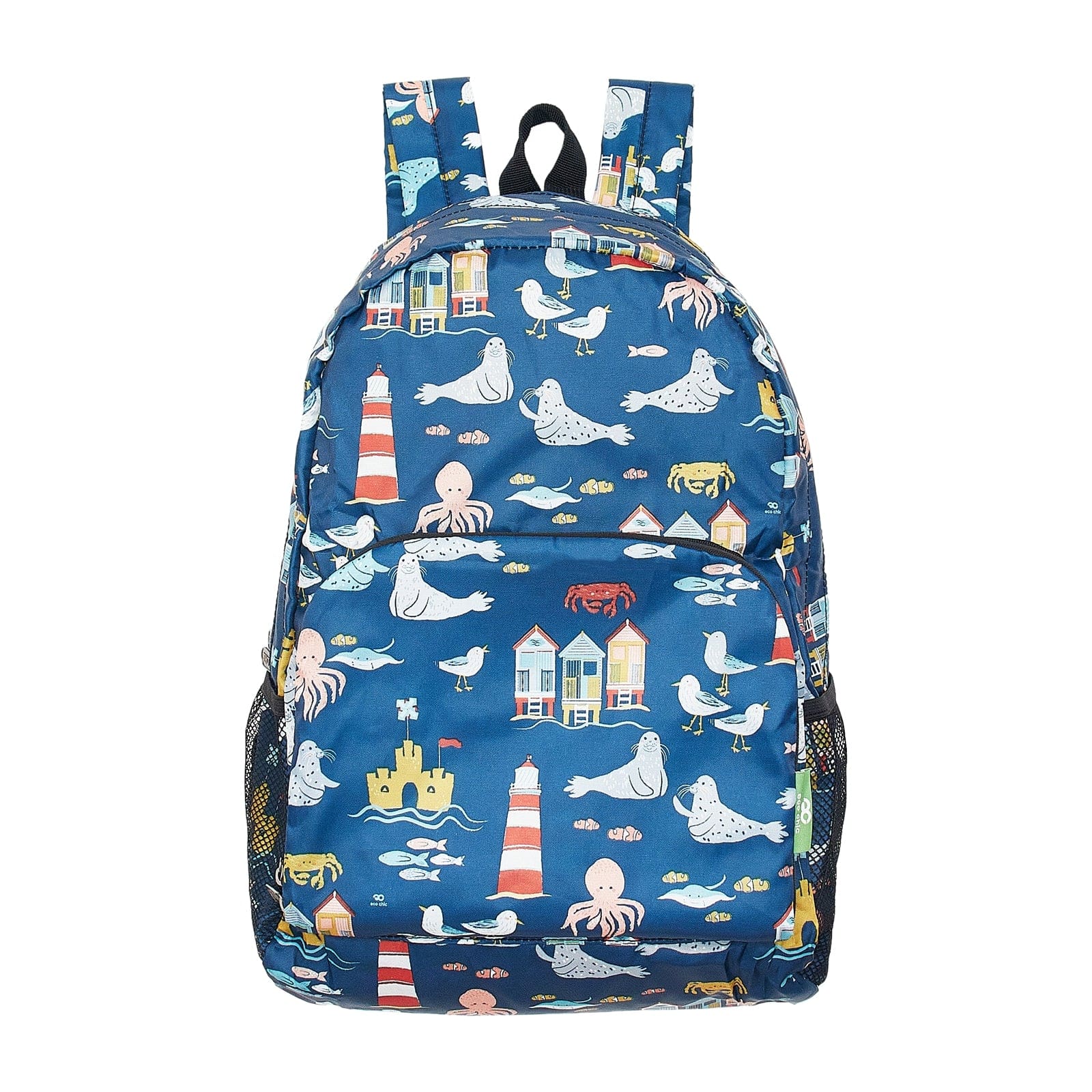 Eco Chic Navy Eco Chic Lightweight Foldable Backpack Seaside