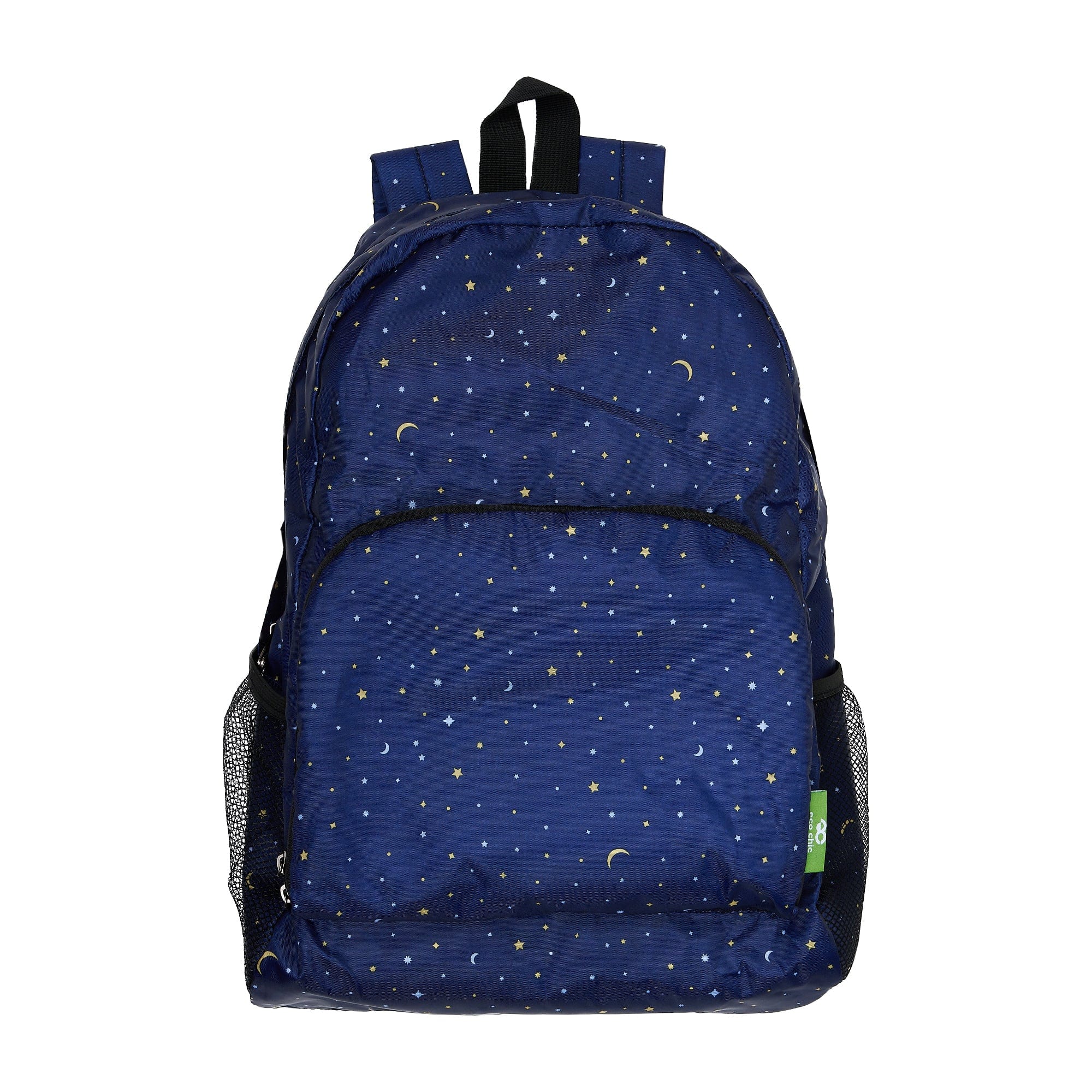Eco Chic Navy Eco Chic Lightweight Foldable Backpack Stars and Moons