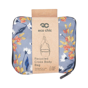 Eco Chic Grey Eco Chic Lightweight Foldable Crossbody Bag Flowers