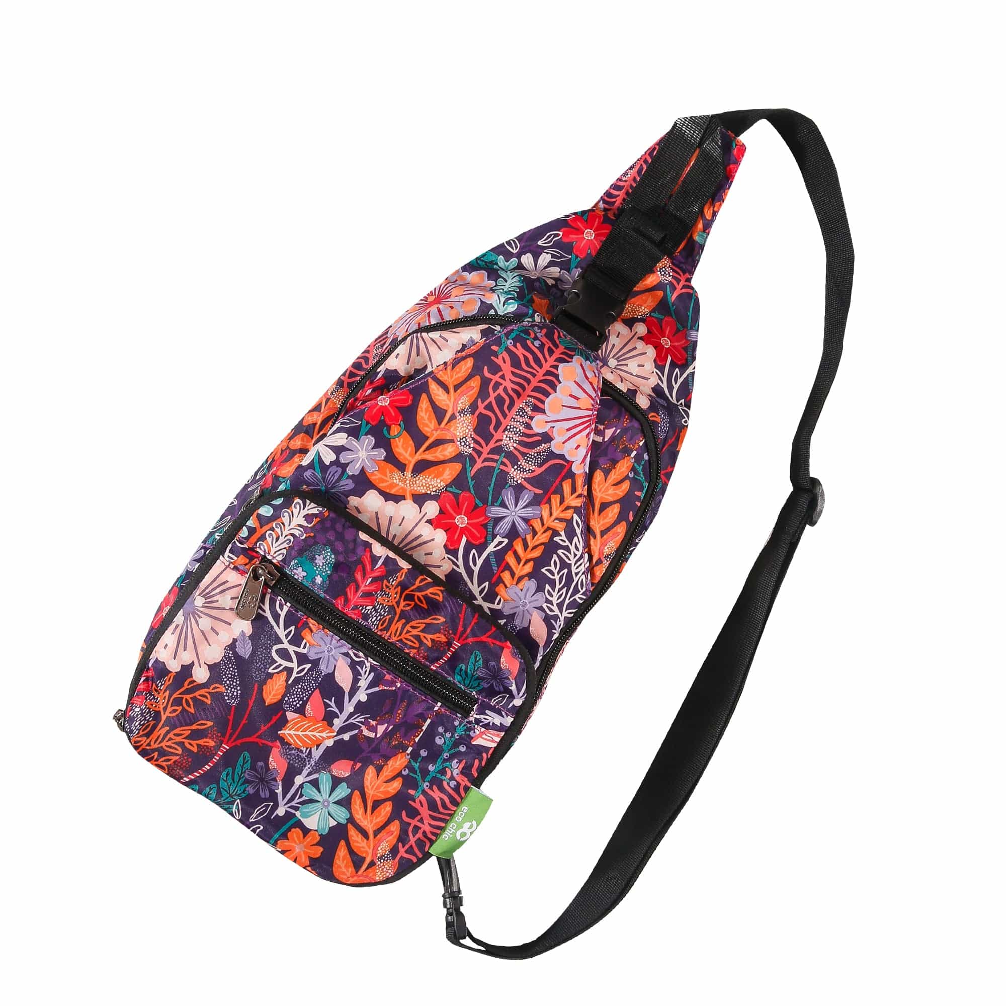 Eco Chic Purple Eco Chic Lightweight Foldable Crossbody Bag Lush Floral