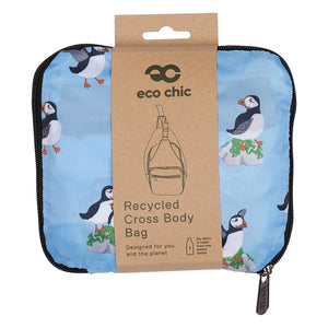 Eco Chic Blue Eco Chic Lightweight Foldable Crossbody Bag Multi Puffin
