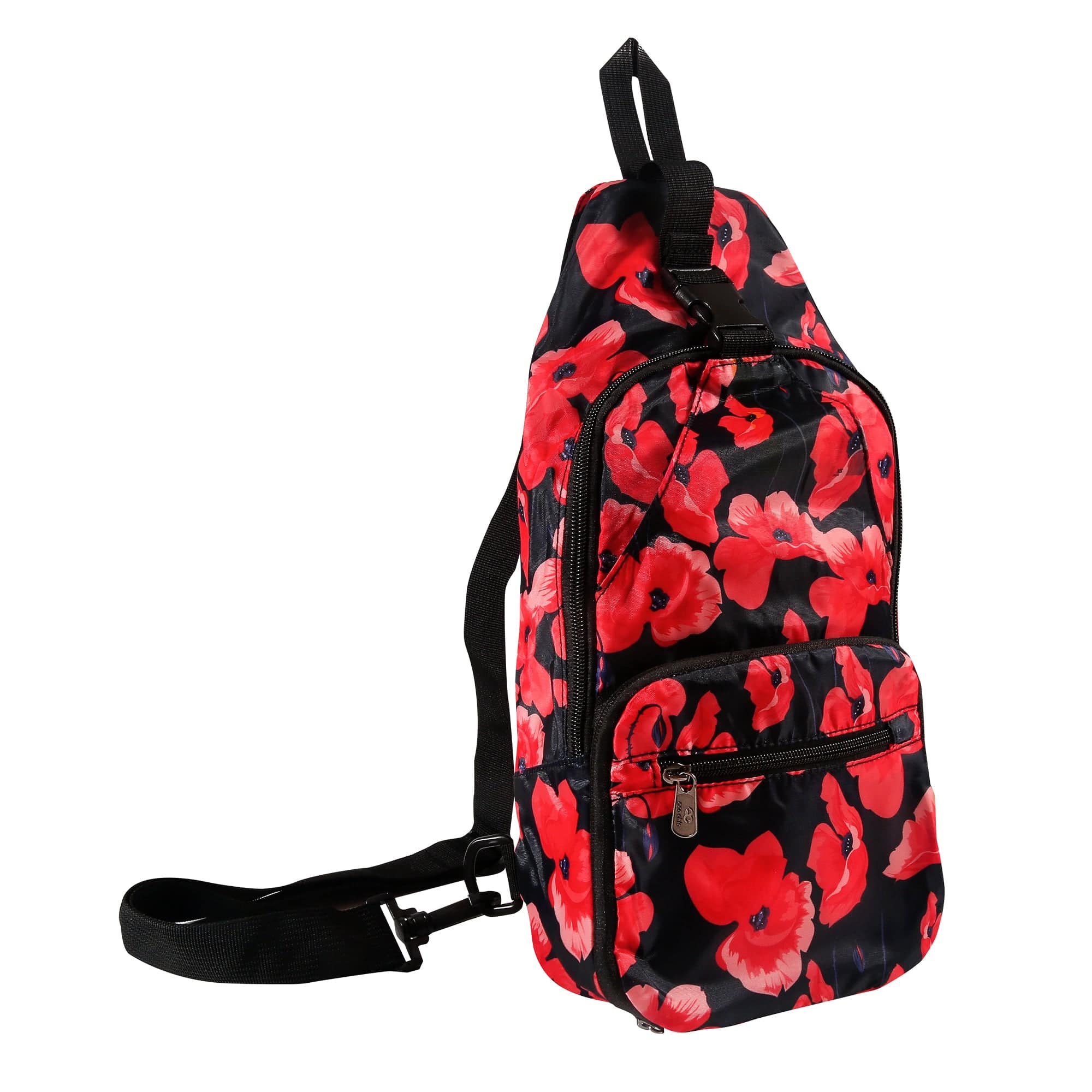 Eco Chic Navy Eco Chic Lightweight Foldable Crossbody Bag Poppies