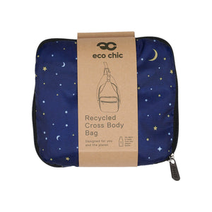 Eco Chic Navy Eco Chic Lightweight Foldable Crossbody Bag Stars and Moons