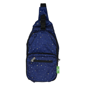 Eco Chic Navy Eco Chic Lightweight Foldable Crossbody Bag Stars and Moons