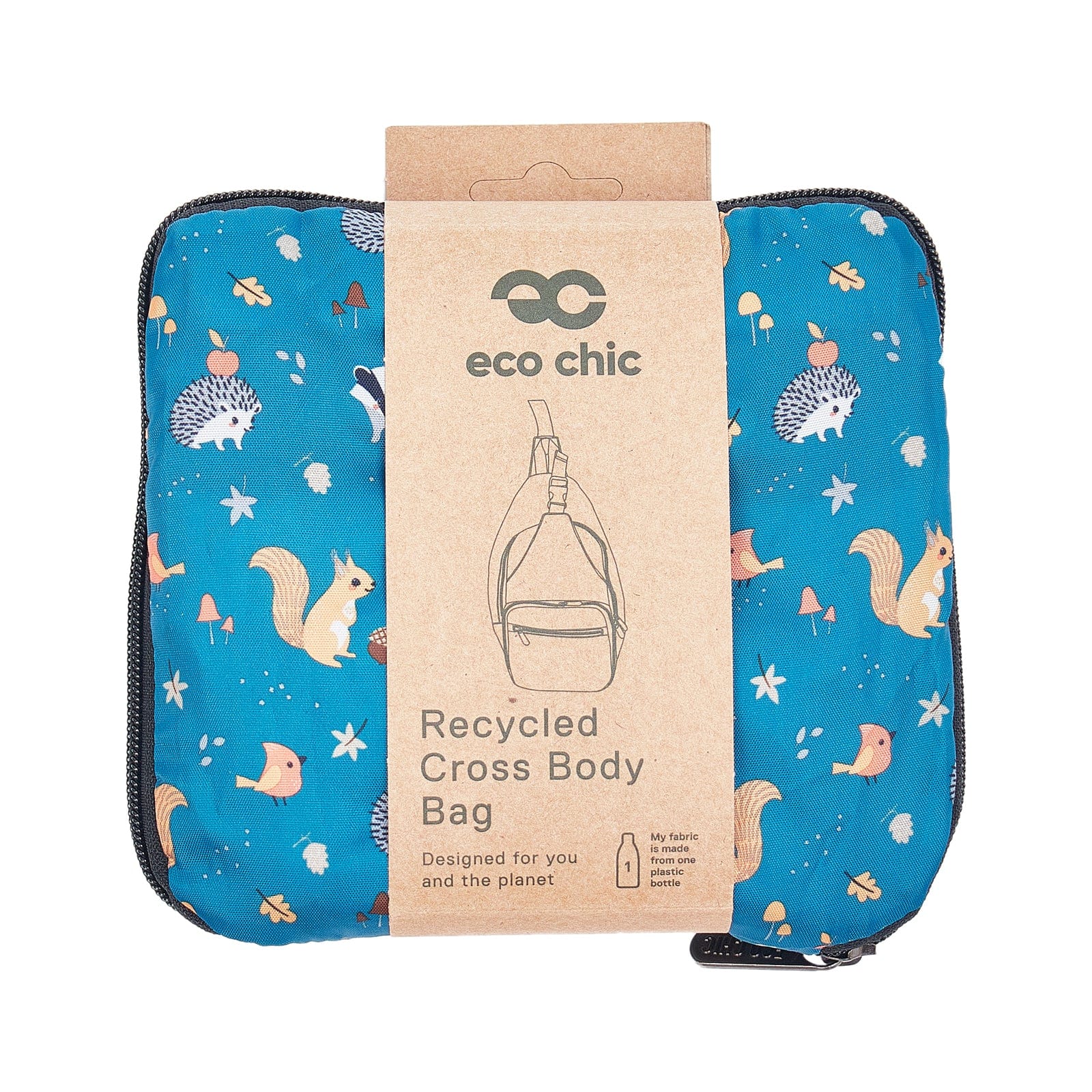 Eco Chic Teal Eco Chic Lightweight Foldable Crossbody Bag Woodland