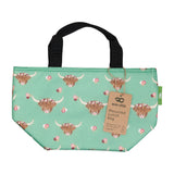 Eco Chic Green Eco Chic Lightweight Foldable Lunch Bag Floral Highland Cow