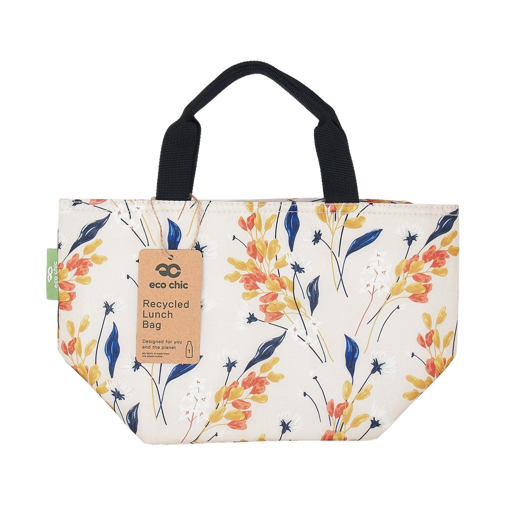 Eco Chic Beige Eco Chic Lightweight Foldable Lunch Bag Flowers