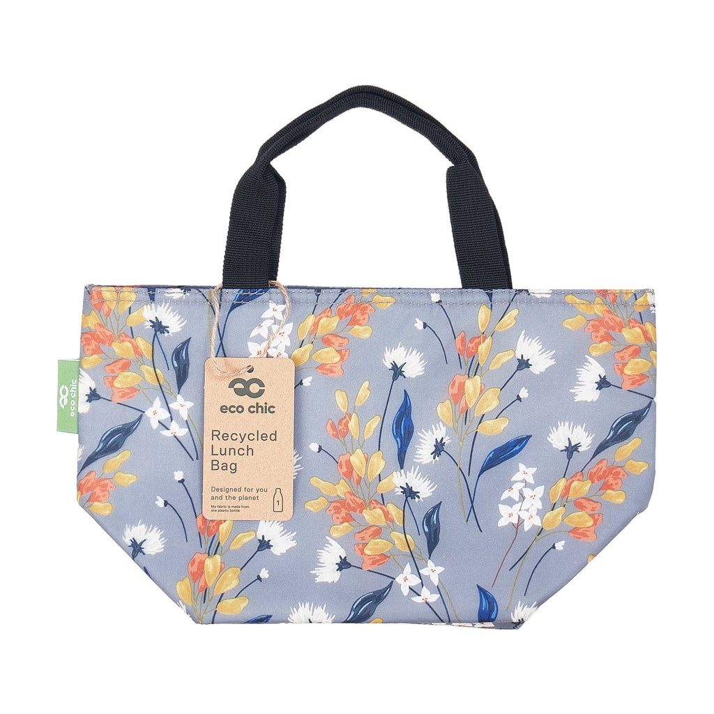 Eco Chic Grey Eco Chic Lightweight Foldable Lunch Bag Flowers