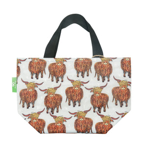 Eco Chic Eco Chic Lightweight Foldable Lunch Bag Highland Cow