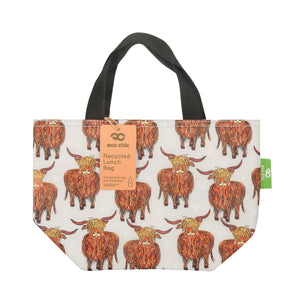 Eco Chic Grey Eco Chic Lightweight Foldable Lunch Bag Highland Cow