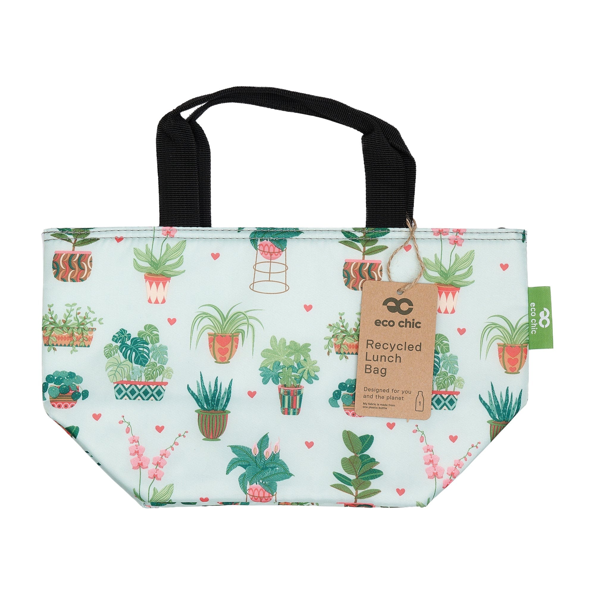 Eco Chic Mint Eco Chic Lightweight Foldable Lunch Bag House Plant