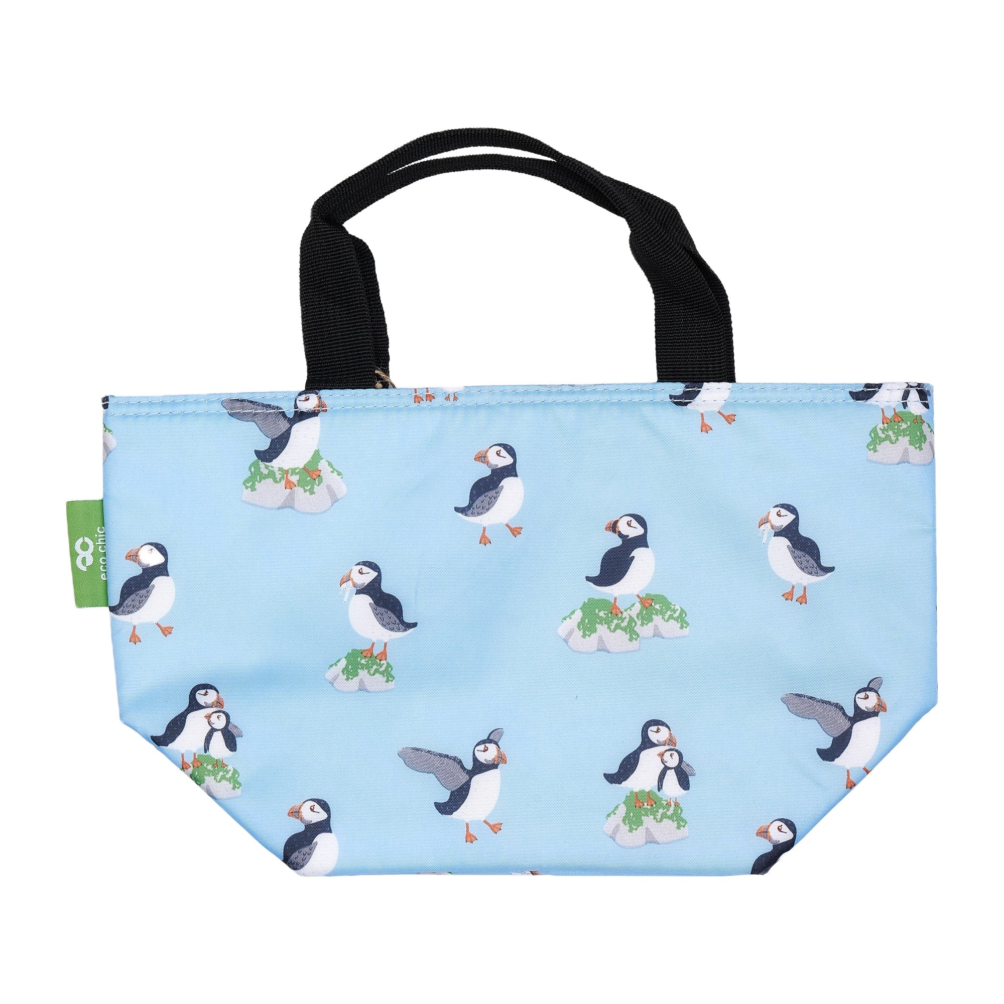 Eco Chic Blue Eco Chic Lightweight Foldable Lunch Bag Multi Puffin