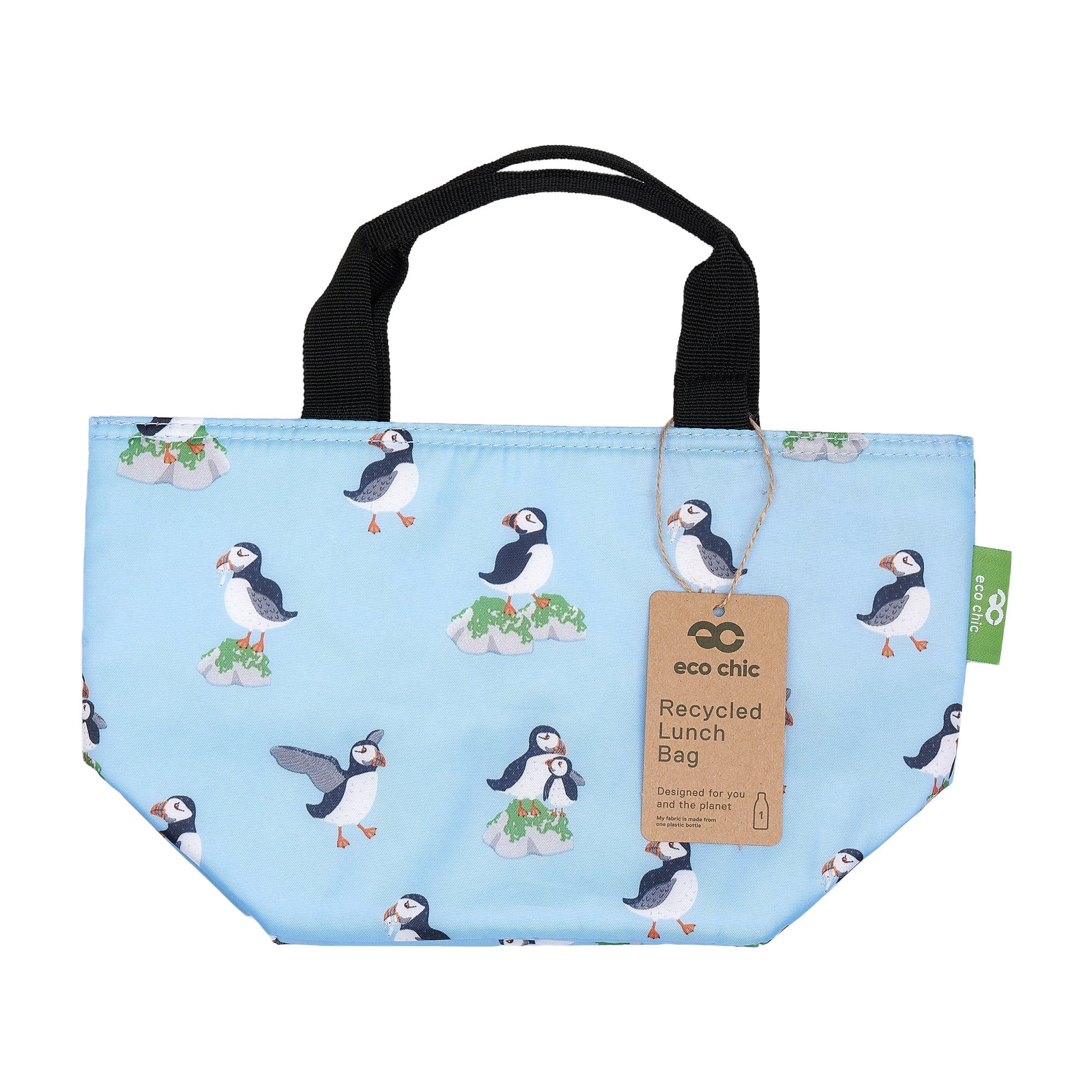 Eco Chic Blue Eco Chic Lightweight Foldable Lunch Bag Multi Puffin