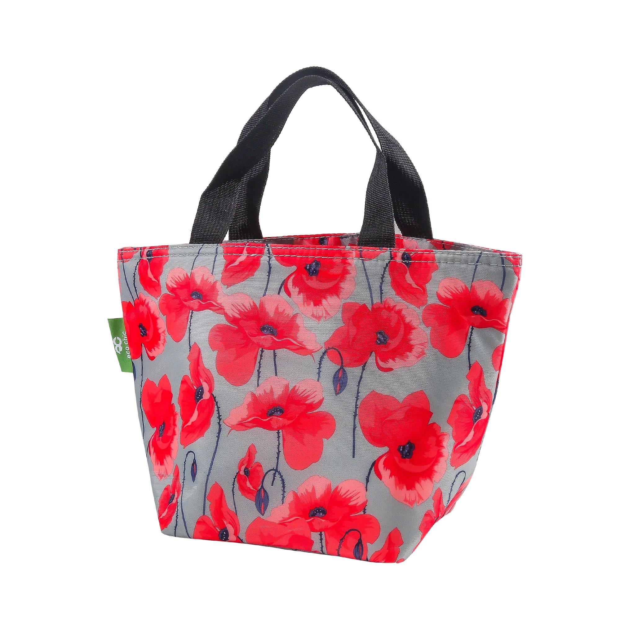 Eco Chic Grey Eco Chic Lightweight Foldable Lunch Bag Poppies