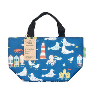 Eco Chic Navy Eco Chic Lightweight Foldable Lunch Bag Seaside