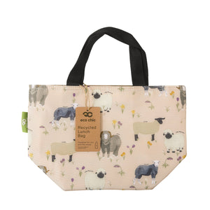 Eco Chic Beige Eco Chic Lightweight Foldable Lunch Bag Sheep Realism