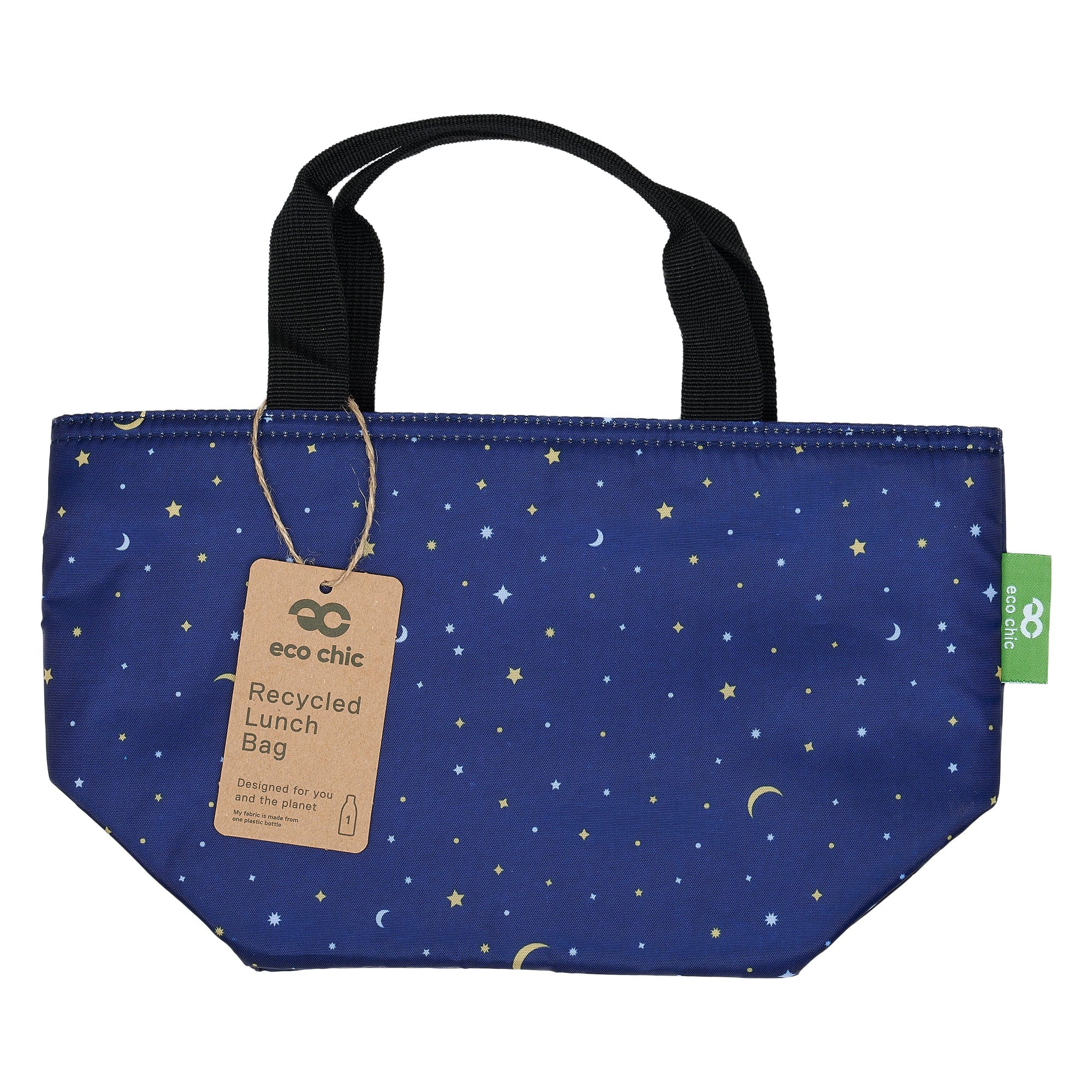 Eco Chic Navy Eco Chic Lightweight Foldable Lunch Bag Stars and Moons