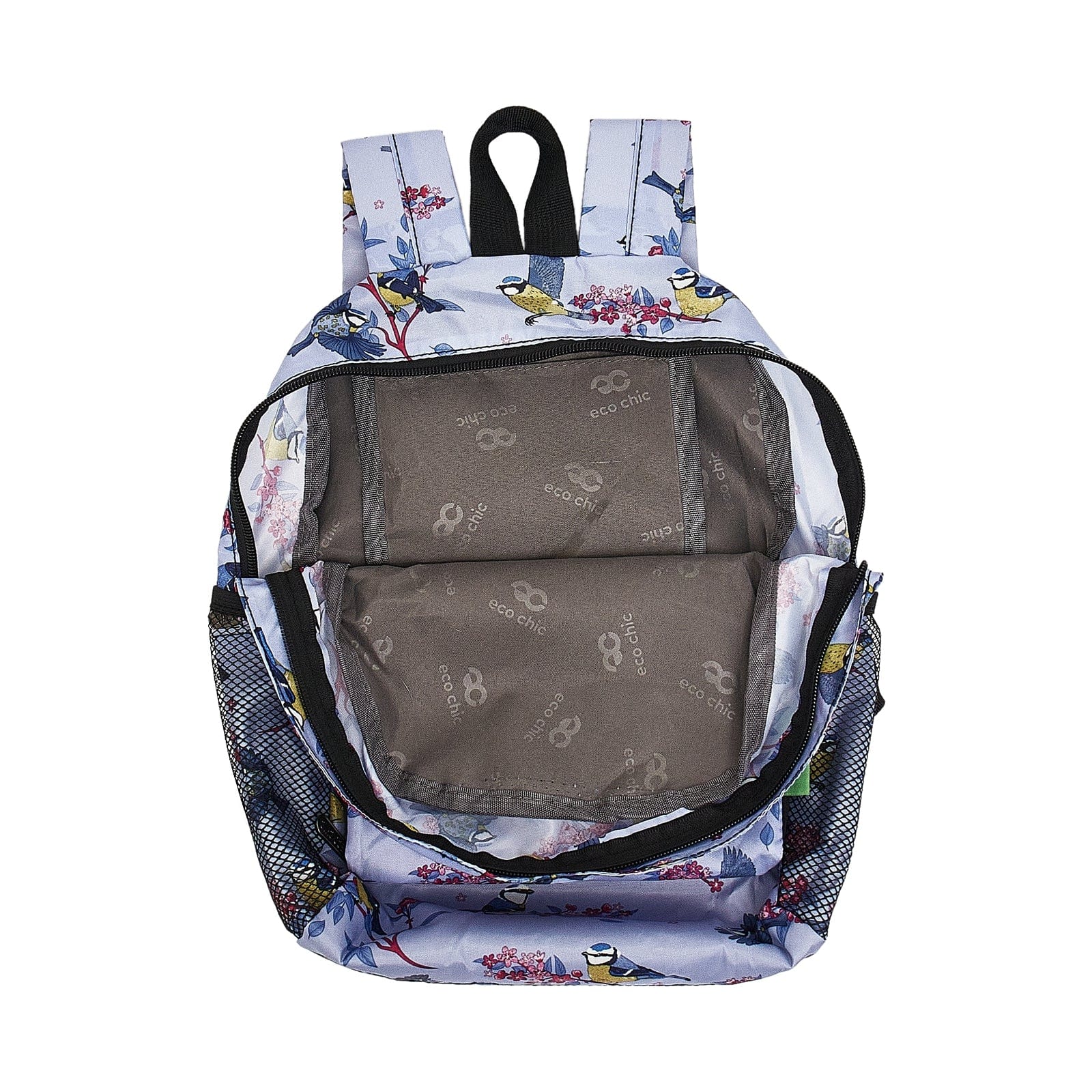 Eco Chic Lilac Eco Chic Lightweight Foldable Mini Backpack Blue Tits